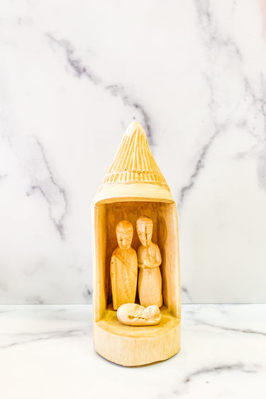 Hand Carved Nativity Hut